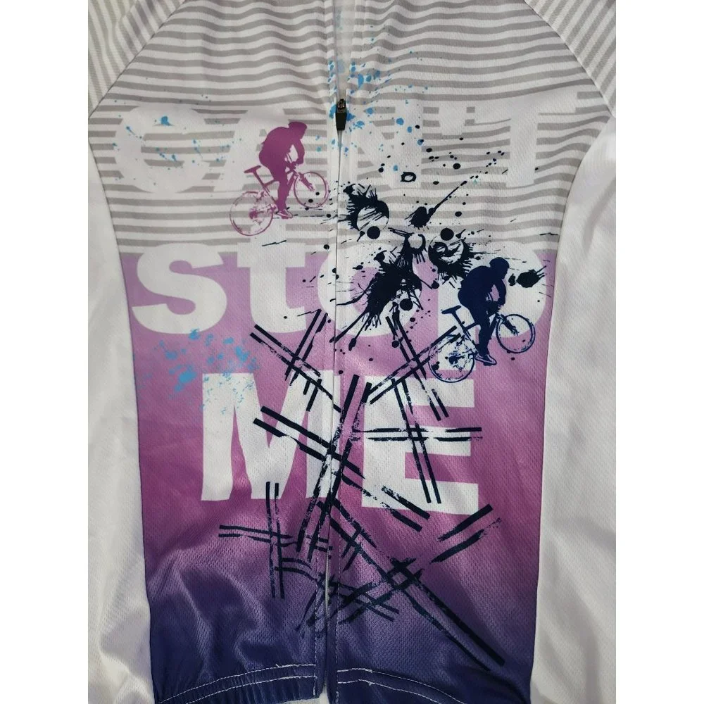 Free Fisher Big Kids Striped Powder CAN'T STOP ME Bike Cycling Jersey Size 3XL - Picture 5 of 9